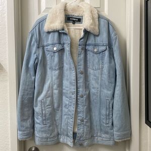 Express Longline/Oversized Denim Jacket w/Fur